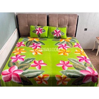 Rayon Bedsheet Hand Painted Floral Design by Balinese Artisans